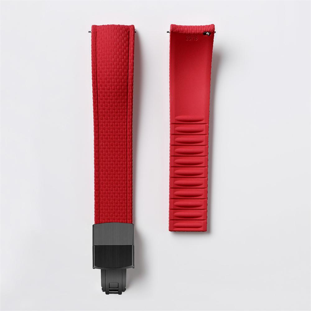 FKM Watch Band Fluoro Rubber Strap 18/19/20/21/22/24mm Quick Release Folding Clasp Cut To Size Replace Watch Bracelet for Men Women