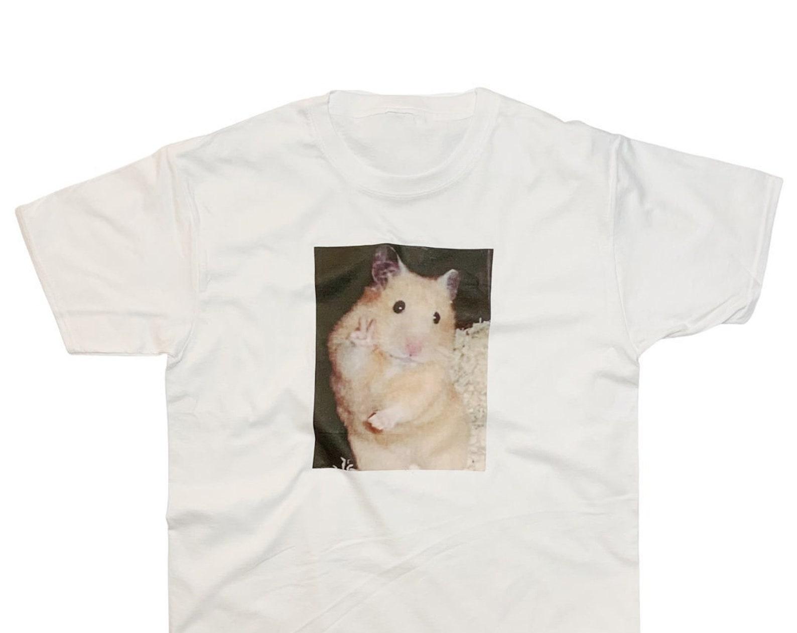 Funny Hamster Peace Sign T-Shirt - Cute Pet Lover Meme Top M