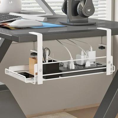 Kabelmanagementfach für unter den Schreibtisch, Kabel-Organizer aus Stahl für den Schreibtisch ohne Bohren, Kabelmanagementfach, Kabelmanagementgestell