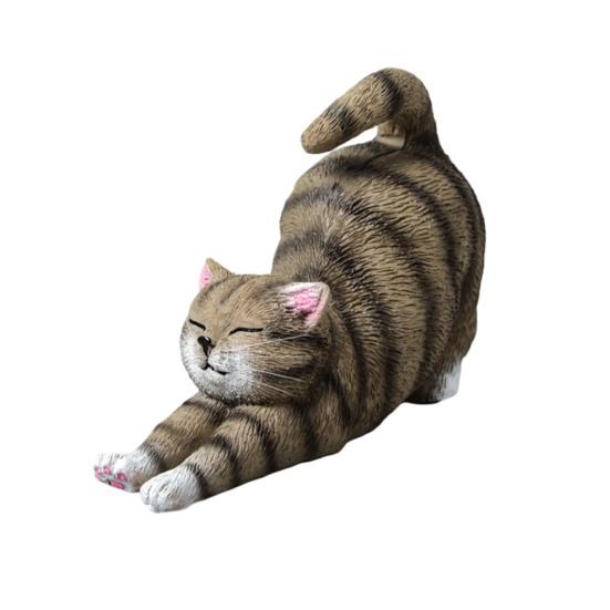 Mini Estatuetas de Gato Fofas Resina Gato Estátua se Esfriando Escultura de Gatinho Pequeno para Interior