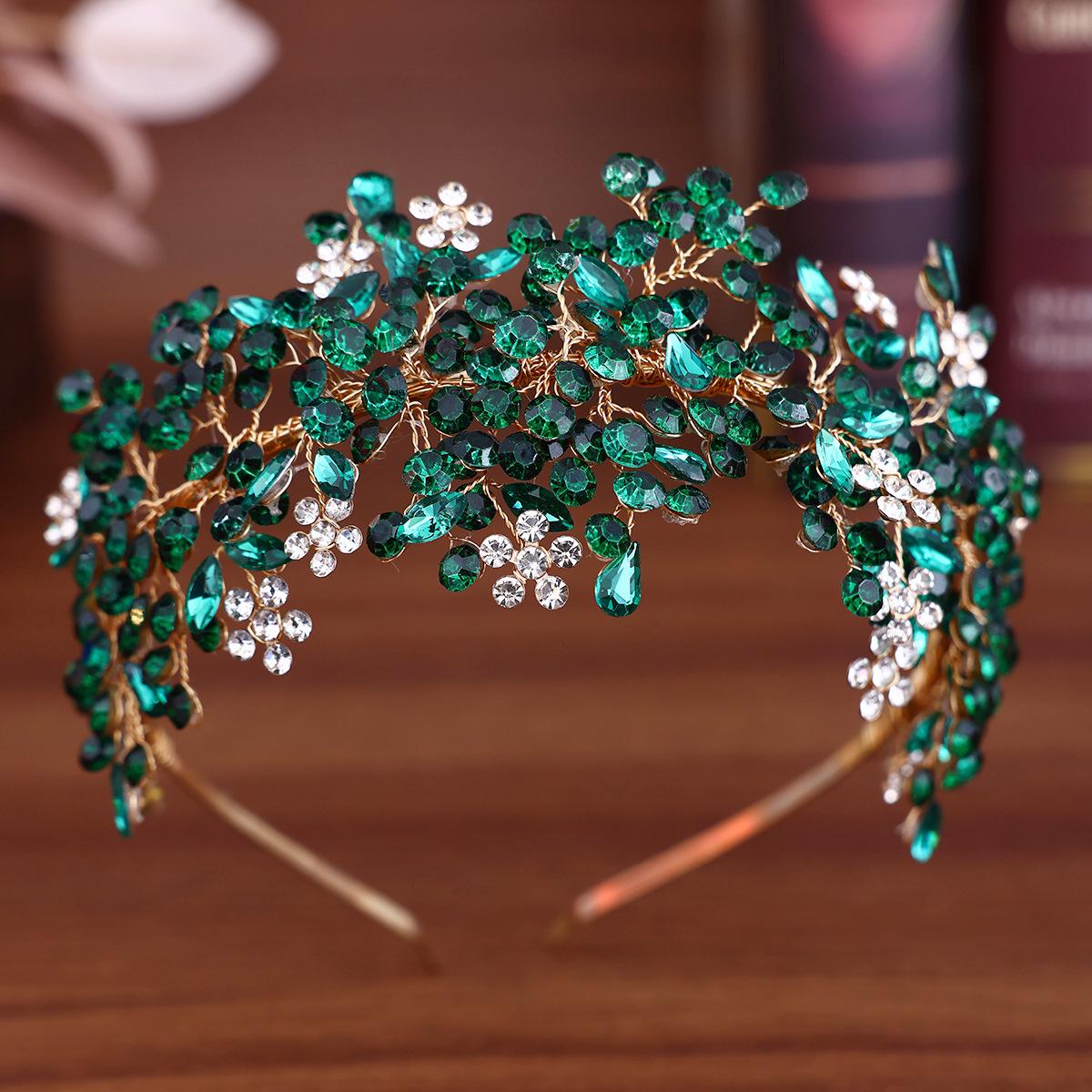 

Свадебная повязка на голову, роскошная плетеная повязка на голову со стразами ручной работы, свадебное платье, свадебная повязка на голову, аксессуары для волос зелёный