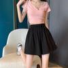 Apricot Ice Silk Women's High-Waist Casual Mid-Length Wide Leg Sports Shorts - Summer 2025