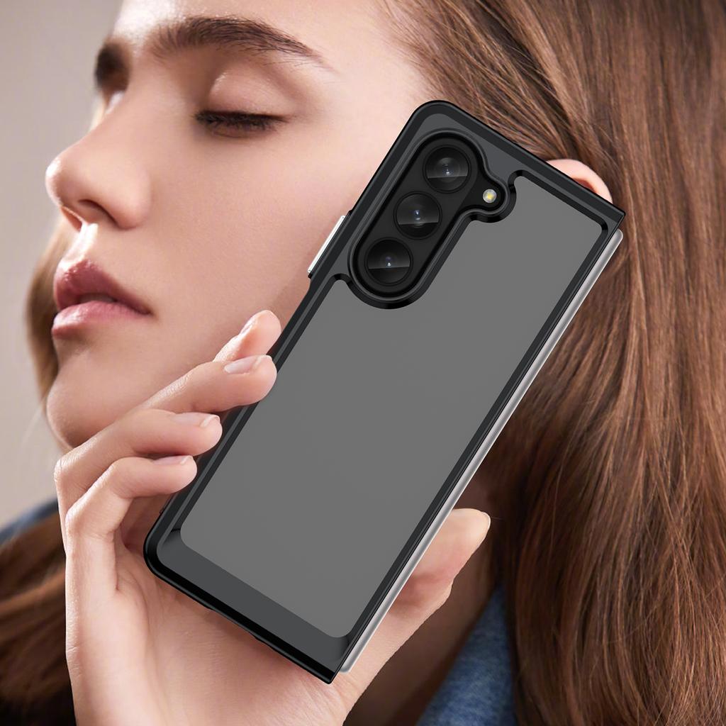 For Samsung Galaxy Z Fold5 5G Mobile Phone Back Cover TPU+Acrylic Clear Protective Shockproof Case