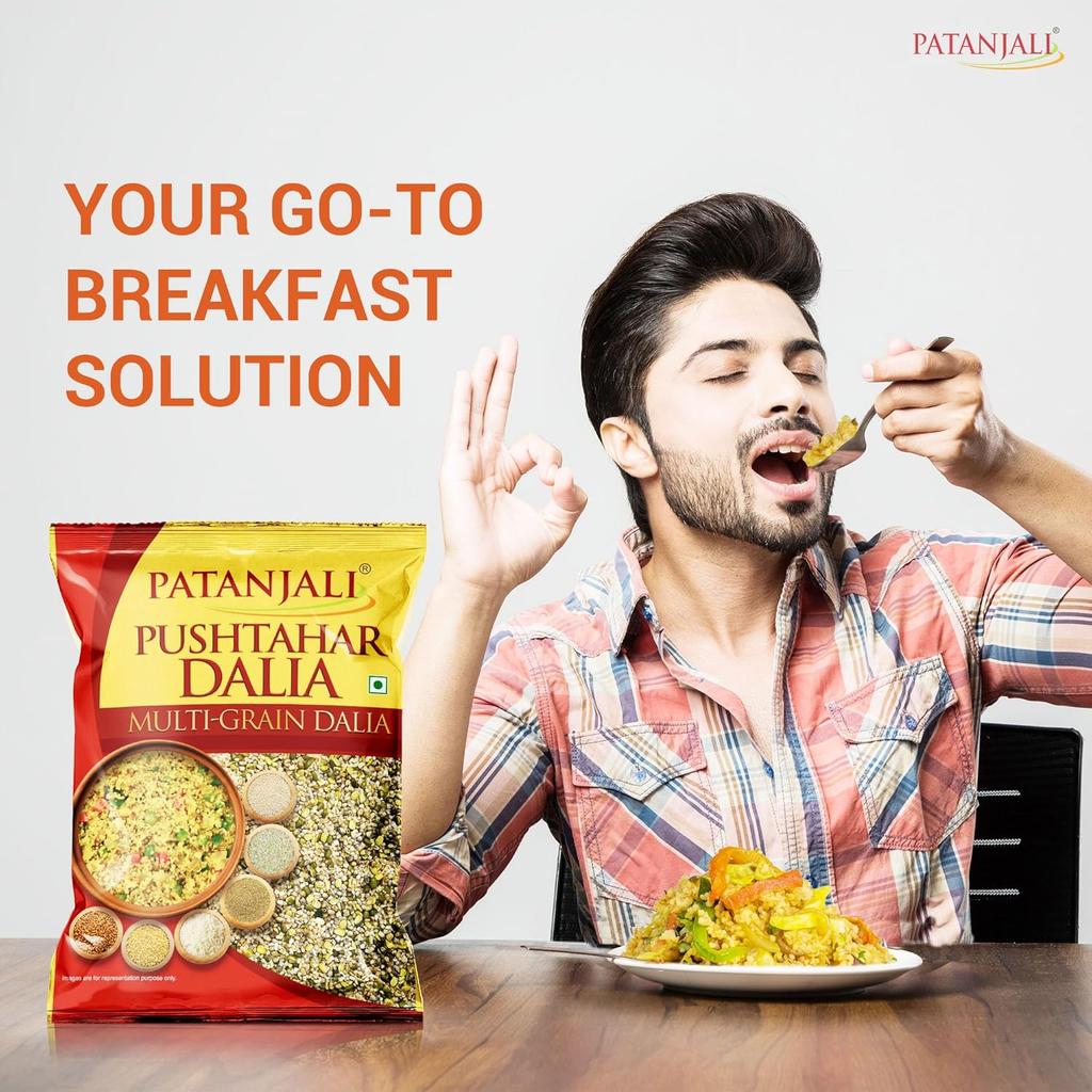 Patanjali Pustahar Dalia 500g Pack of 1 Healthy Whole Grain High Protein Dietary Fibre Breakfast Cereal