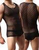 Men's Lingerie Diamond Mesh Thin Sexy Underwear Breathable Eco-Friendly Quick Dry Knitted Nylon Tank Top Needle