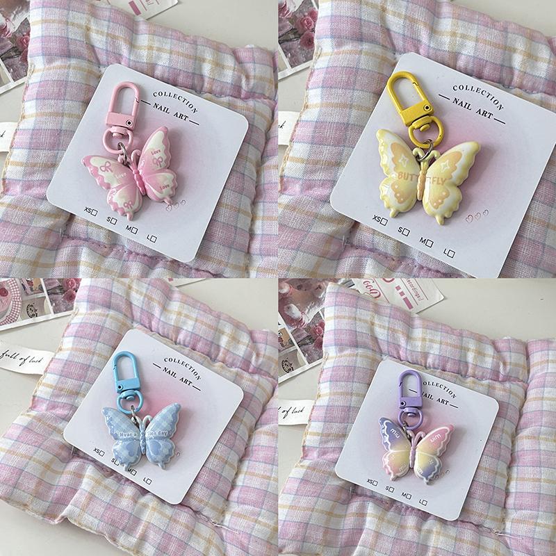 Cute Letter Butterfly Keychain Pendant For Women Girls  Exquisite Tassel Keychain Creative Bag Decoration Accessories