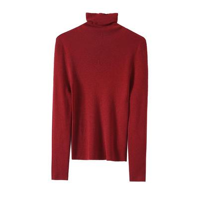 Tangge Silk-Cashmere Turtleneck Long Sleeve Warm Top