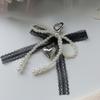 Elegant Lace Bows Keychain With Faux Pearl Detail For Women Girls Fashionable Bag Accessory Gift Alloy Keyring