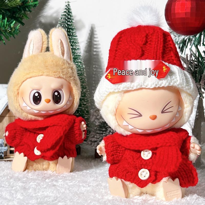 Labubu New Year Doll Outfit: Sweater, Scarf, and Hat Set for 17cm Dolls