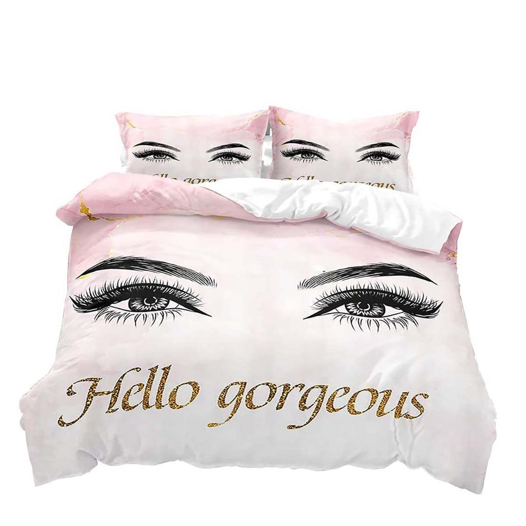 Eyelash Pattern Digital Printing Duvet Cover Set Bedding