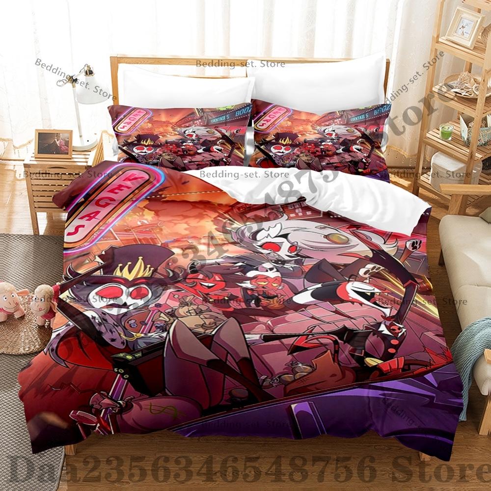 Helluva Boss Bedding Set Single Twin Full Queen King Size Bed Set Adult Bedroom Duvetcover Sets Anime Bed Sheet Set
