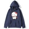 Red Flower From Panda BuBu To Bear DuDu Hoodie Cute Baby Bears Sweatshirts Couple Clothes Women's Streetwear