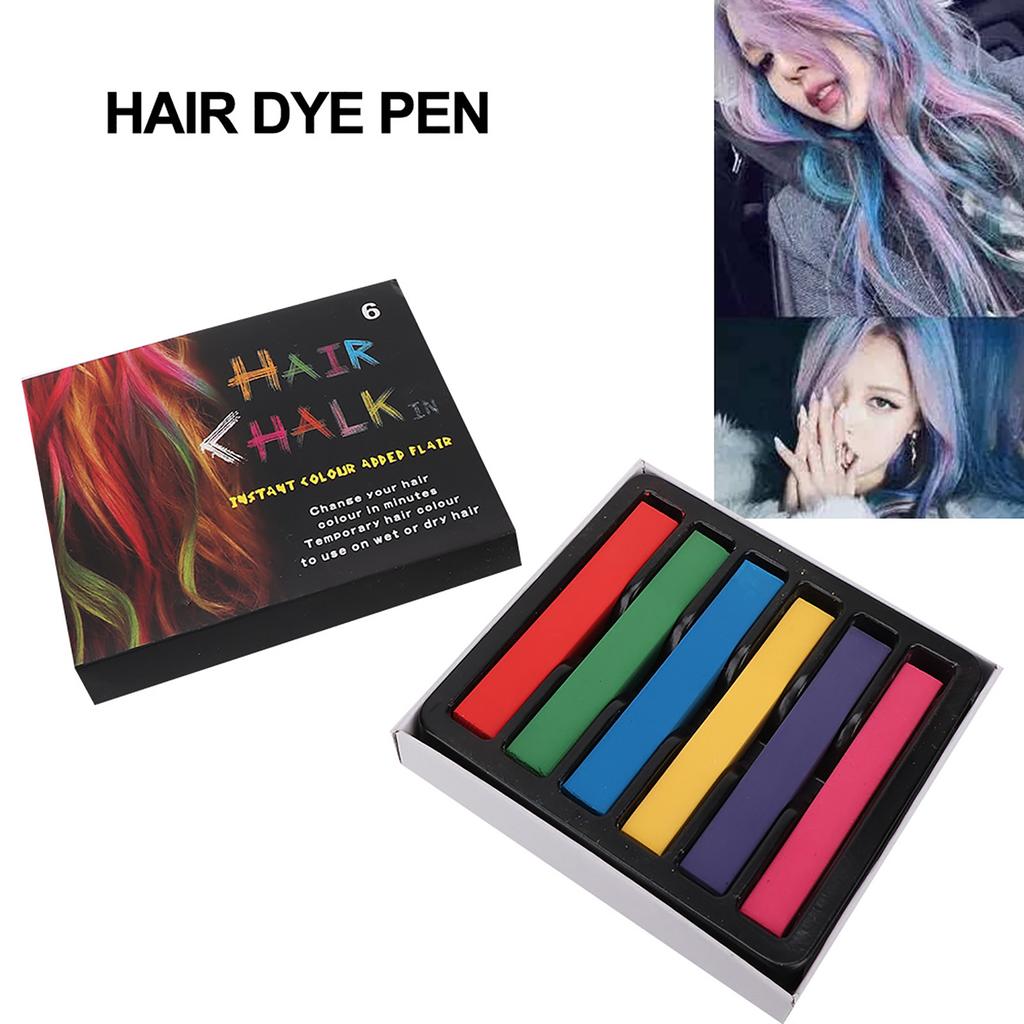 Disposable Hair Dye Chalk Temporary Instant Hair Coloring Pen Hair Dressing Tool6 Colors