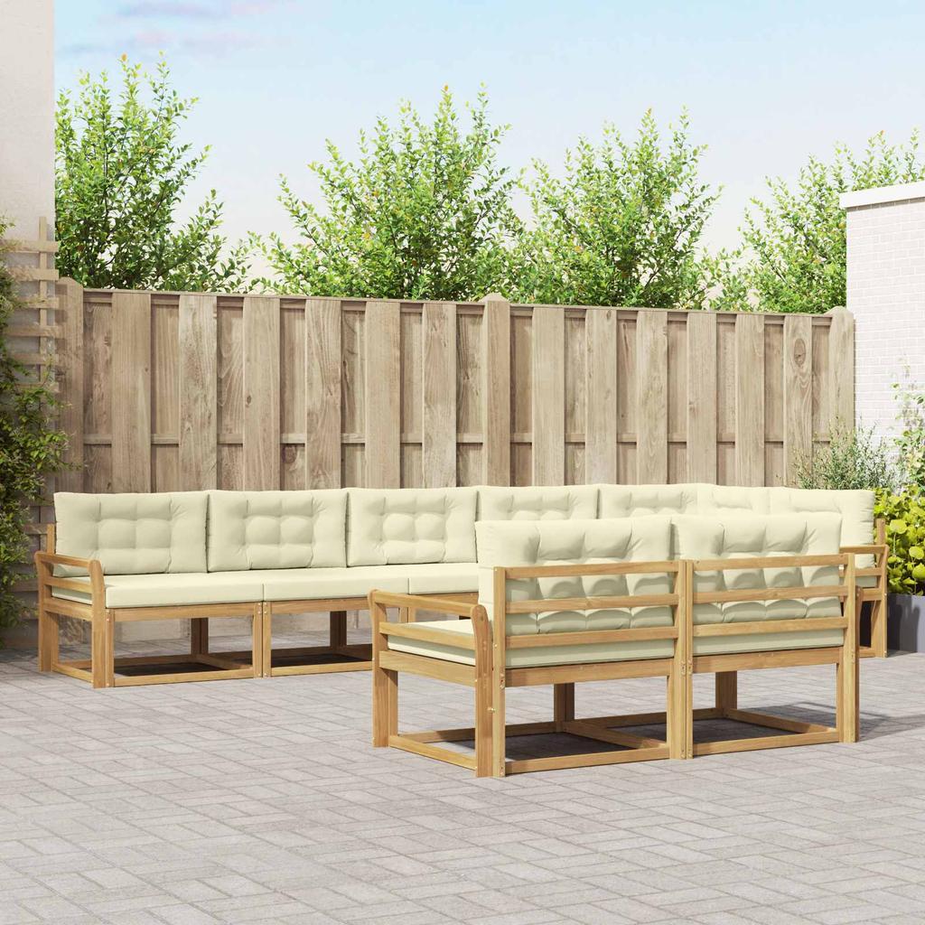Outdoor Sofa Set with Cushions 6 pcs White and Cream Polyester