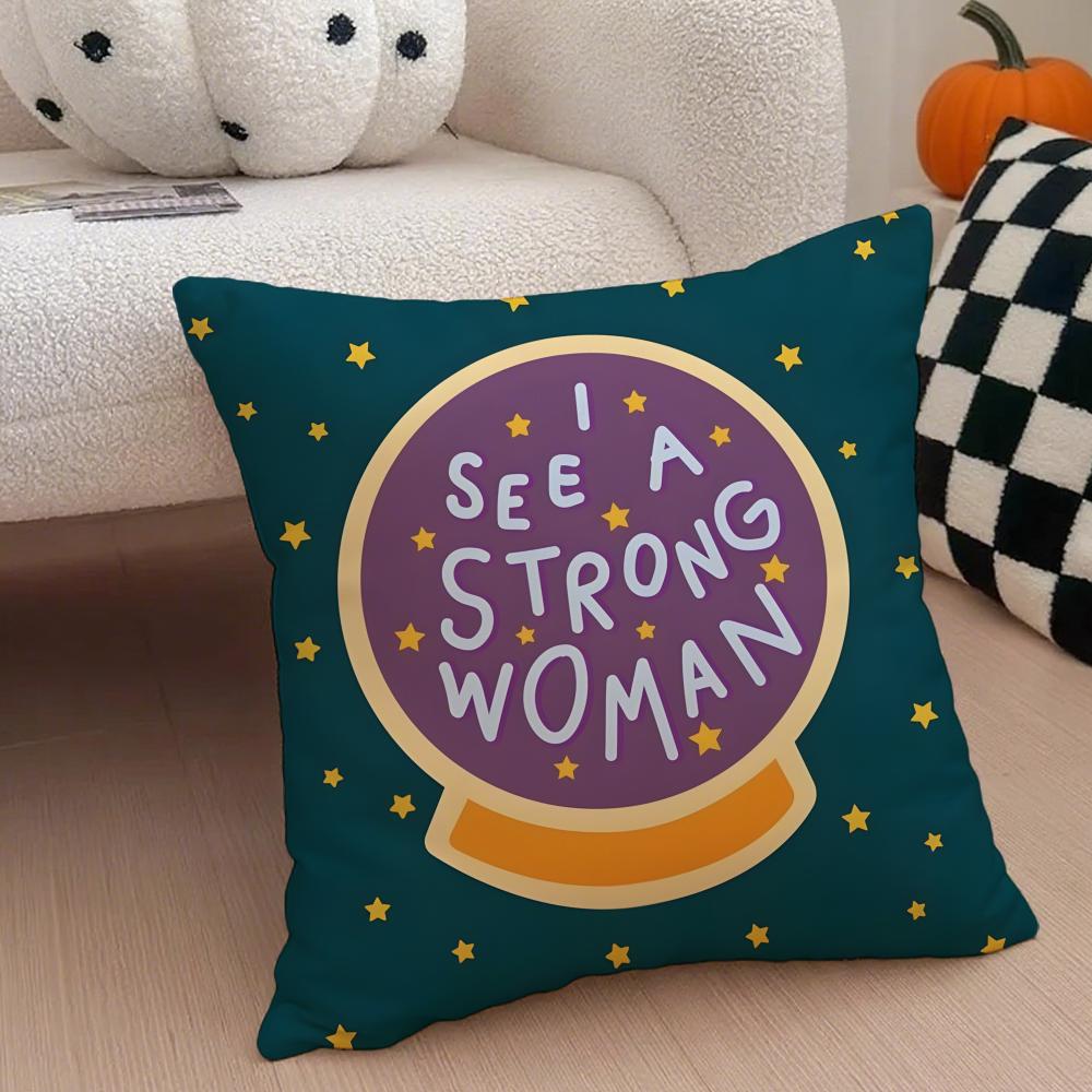Celebratory Empowering Womens Day Cushion Cover Throw Pillow Cover Hidden Button Durable Polyester Chair Cushion
