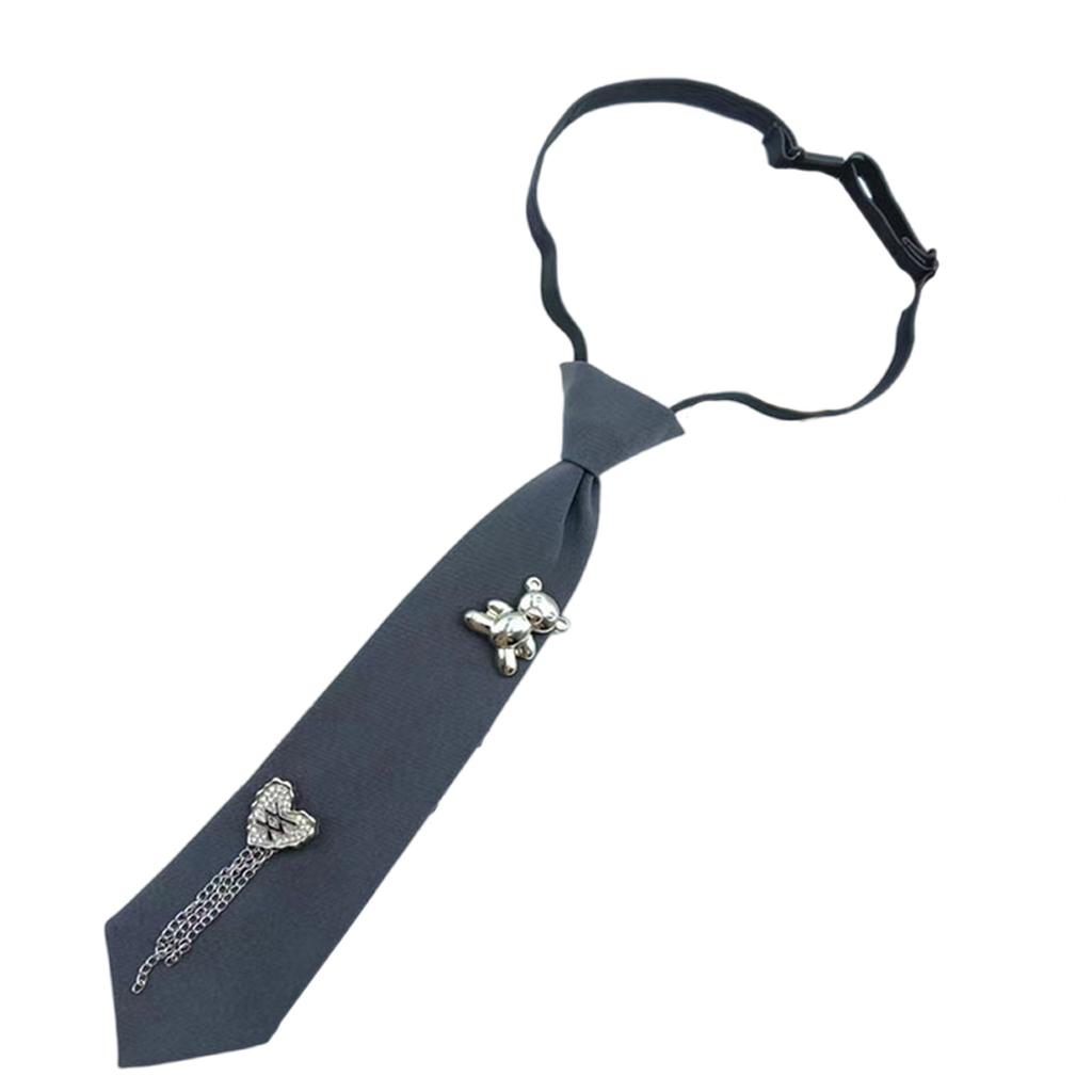 Fashion Shirt Tie for Formal Event Unisex Heart Bear Brooch Tie Uniform Tie for Evening Party Role Play Tie Neckwear