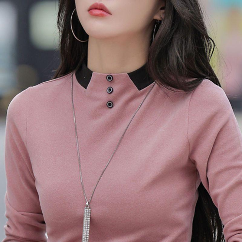 Slim Warm Long-sleeved T-shirt Mother's Base Shirt for Women In Autumnal and Winter