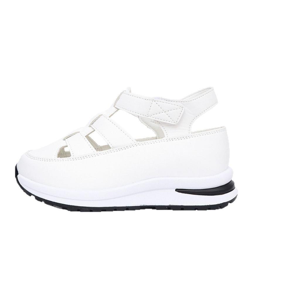 Sommar nya platåsandaler väskhuvud ihåliga andningsbara stora storlekar muffins tjock sula kardborreband