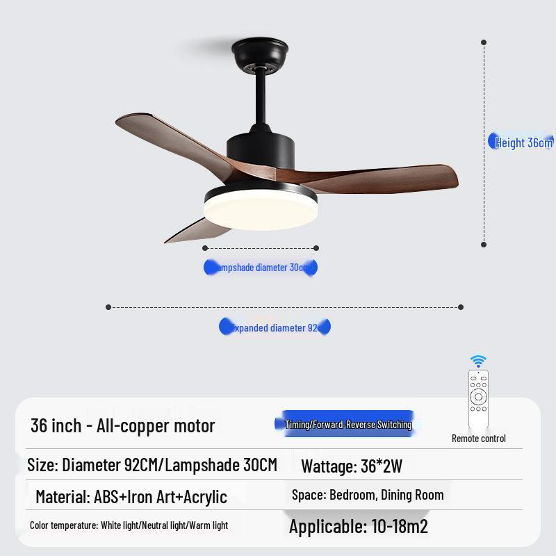 Nordic Industrial-Style Silent Ceiling Fan Chandelier for Home or Commercial Use