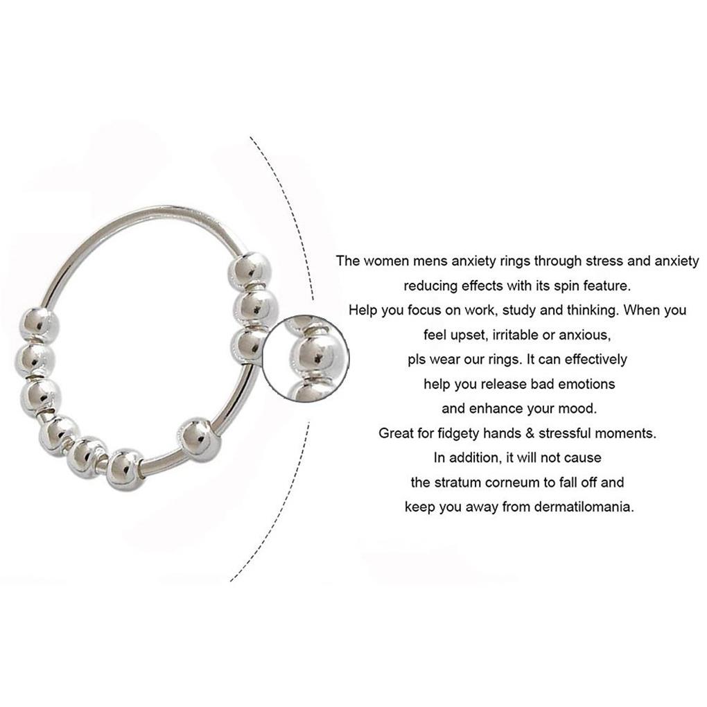 Bead Ring Fidget Rings Simple Steel Jewelry Style Beads Stainless Rotation Gift Copper Anti-stress Free