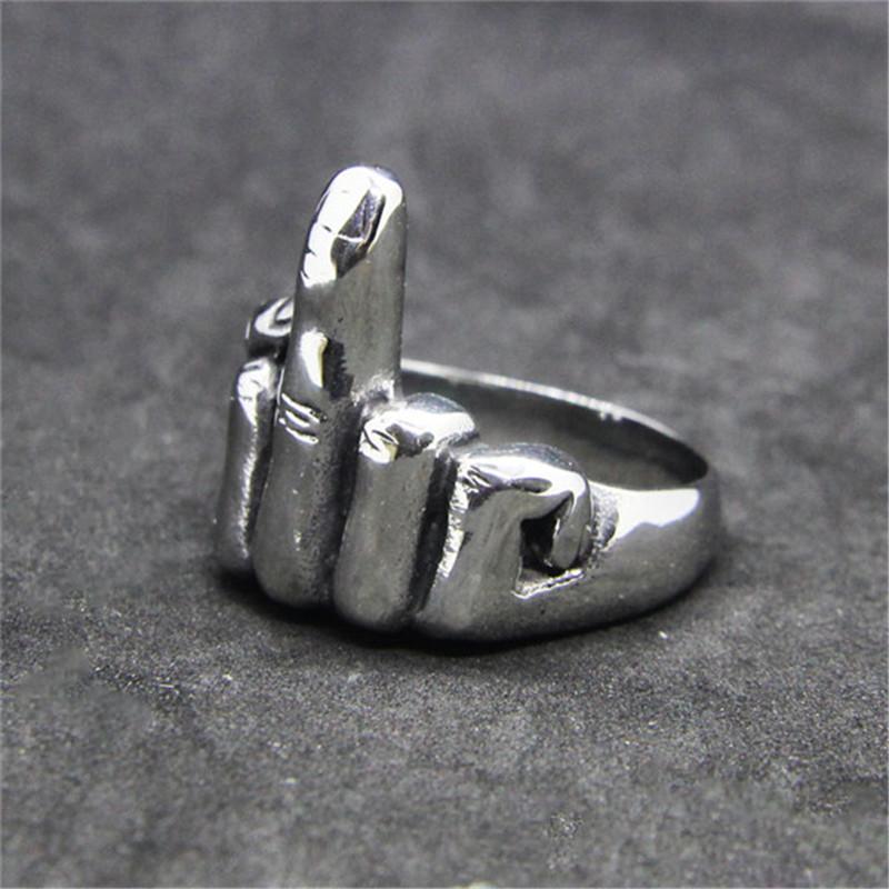 

Rany&Roy Newest Men Boys Middle Finger Ring 316L Stainless Steel Jewelry Fashion Band Party Ring 7