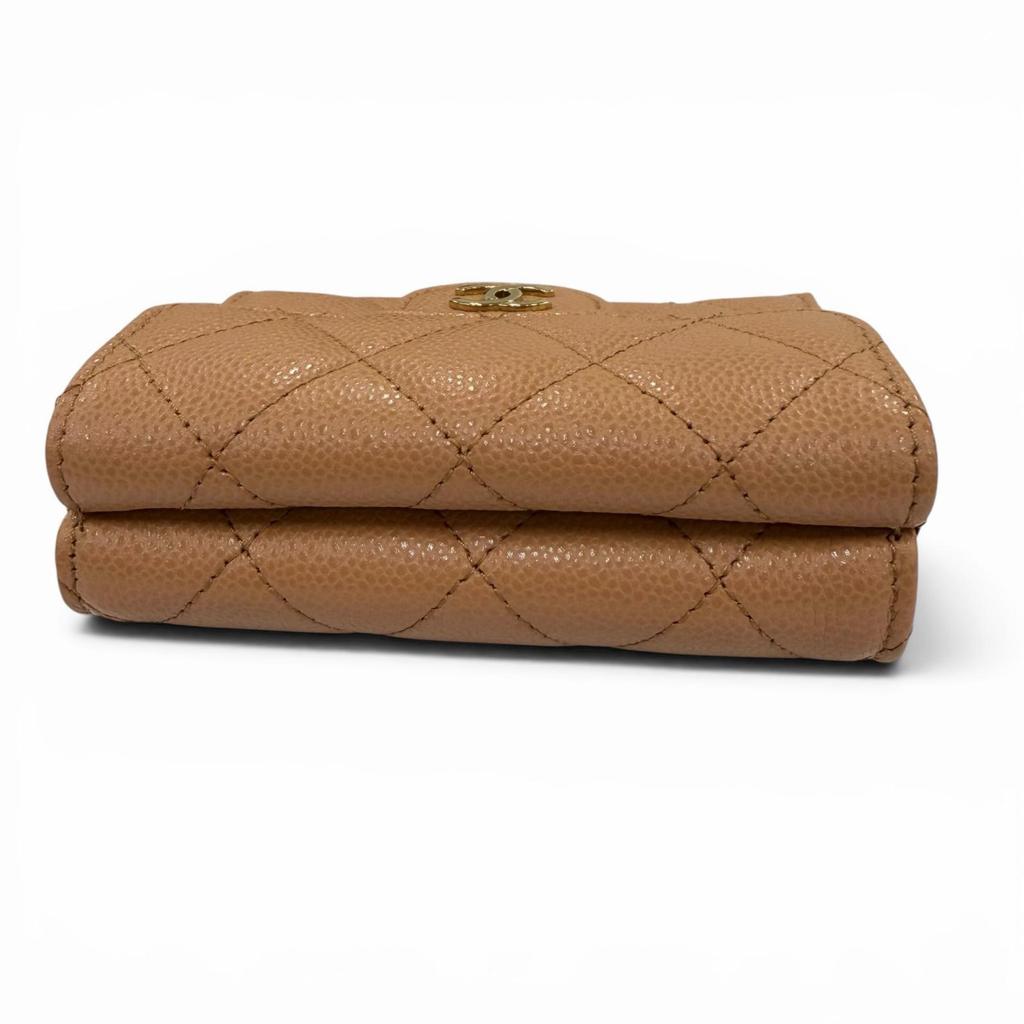 Pristine CHANEL Classic Small Flap Wallet COCO Mark Matrasse Brown AP0230 Used