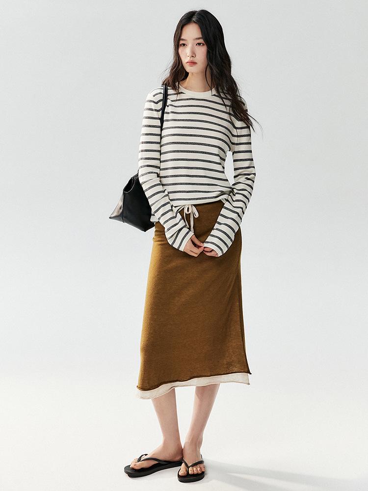Yangzi Elegant Loose Striped Wool Sweater for Women - 2026 Early Autumn Collection