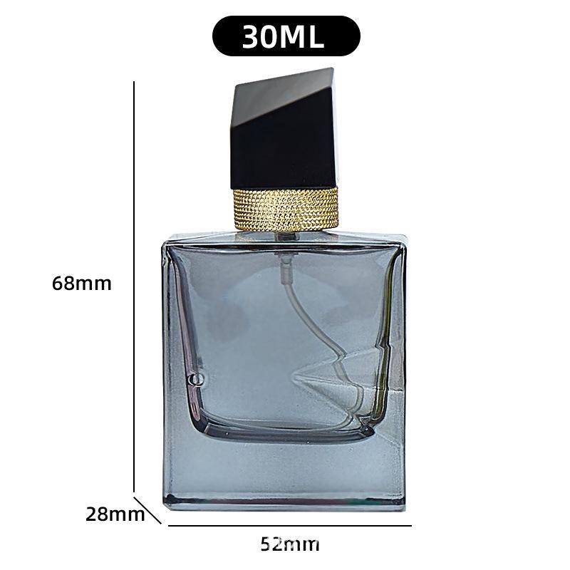30ml Square Glass Crimp-Top Perfume Bottle with Spray Nozzle