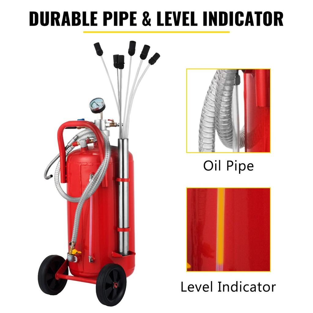 5 Gallon/22.7L Oil Extractor, Portable Air Pneumatic Waste Oil Garage Extractor Drain Draine Tank