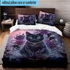 Cosmic Cat Dreamscape 3pcs Bedding,Including 1pc Duvet Cover And 2pcs Pillowcases Perfect for Christmas,Ideal for Bedroom, Dormitory