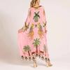 Women's Bat Sleeve V-neck Print Loose Long Classic Retro Dress Clothes Sale
