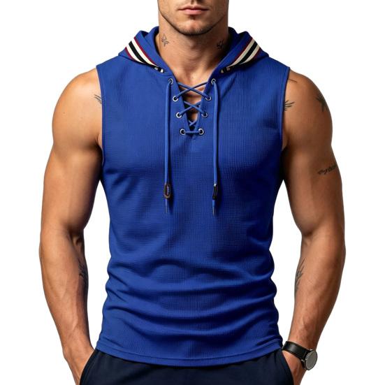 Męski Tank Top Mięśniowy, Bezrękawnik z Kapturem Slim Fit, Oddychająca Kamizelka Treningowa na Siłownię na Lato na Zewnątrz