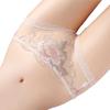 Low Rise Seamless Embroidery Flower Print Women Briefs Ultra-thin Transparent Sexy