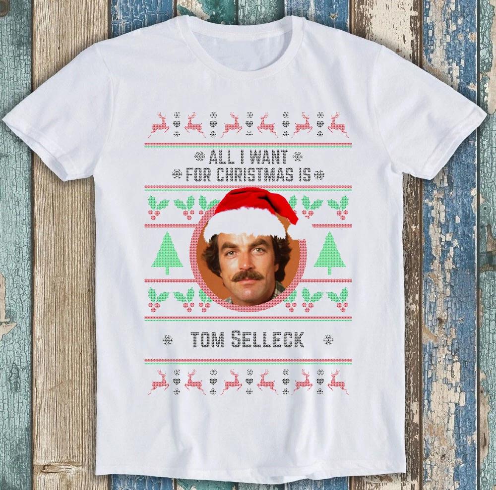 All I Want For Christmas Tom Selleck Magnum PI 80s Funny Gift Tee T Shirt 2869 S