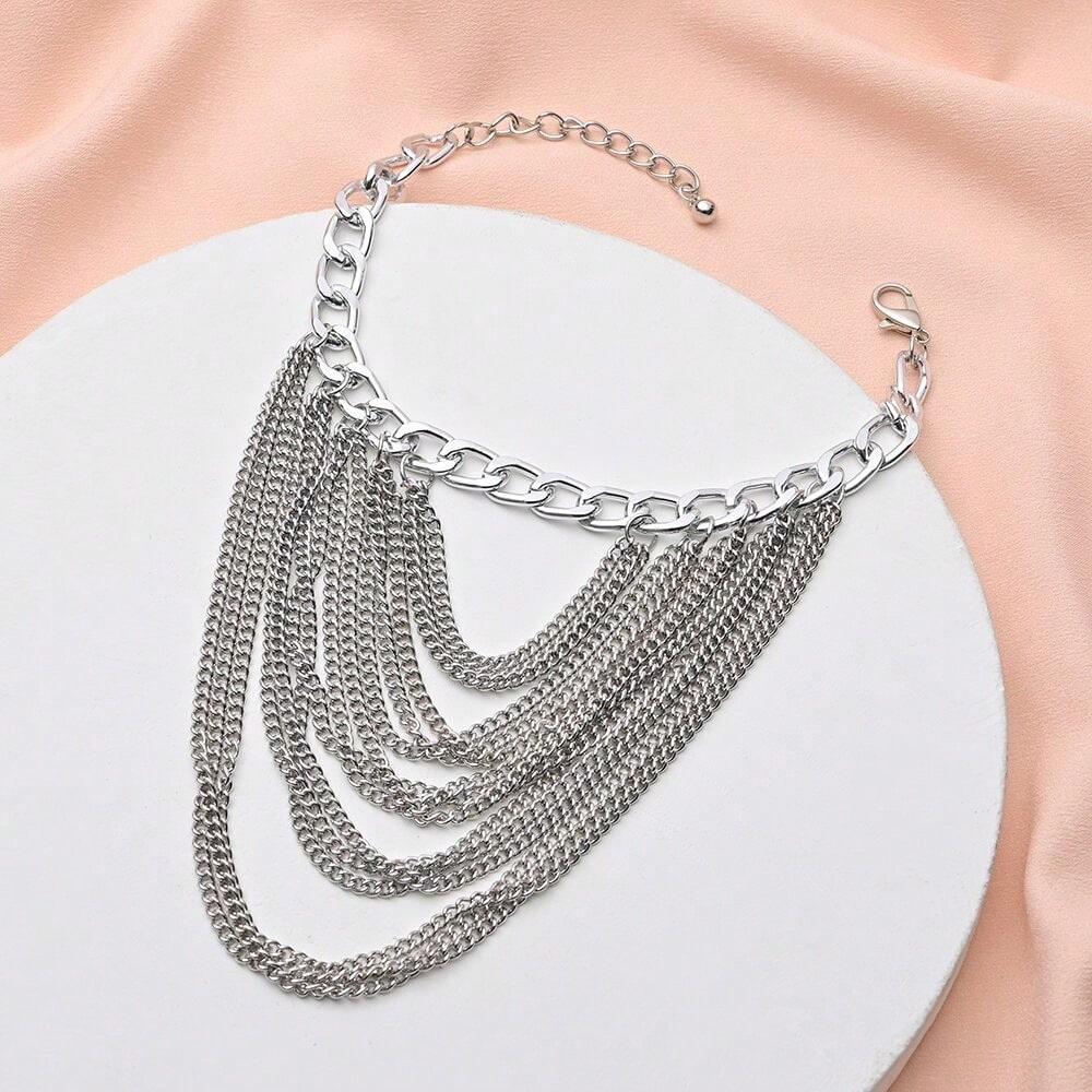 European and American Multi-layer Fringed Personalized Anklet Female Hip Hop Punk Style Shoe Chain Accessories