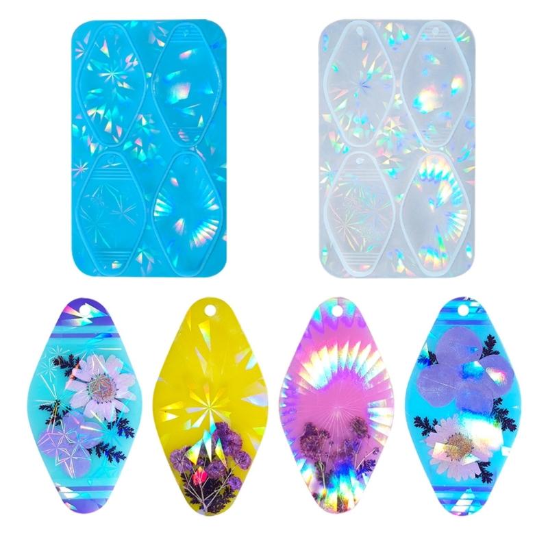 Silicone Keychain Mold in Diamond Shape Soft Silicone Rhombus Keychain Maker Mold for Creative Key Pendant Ornament