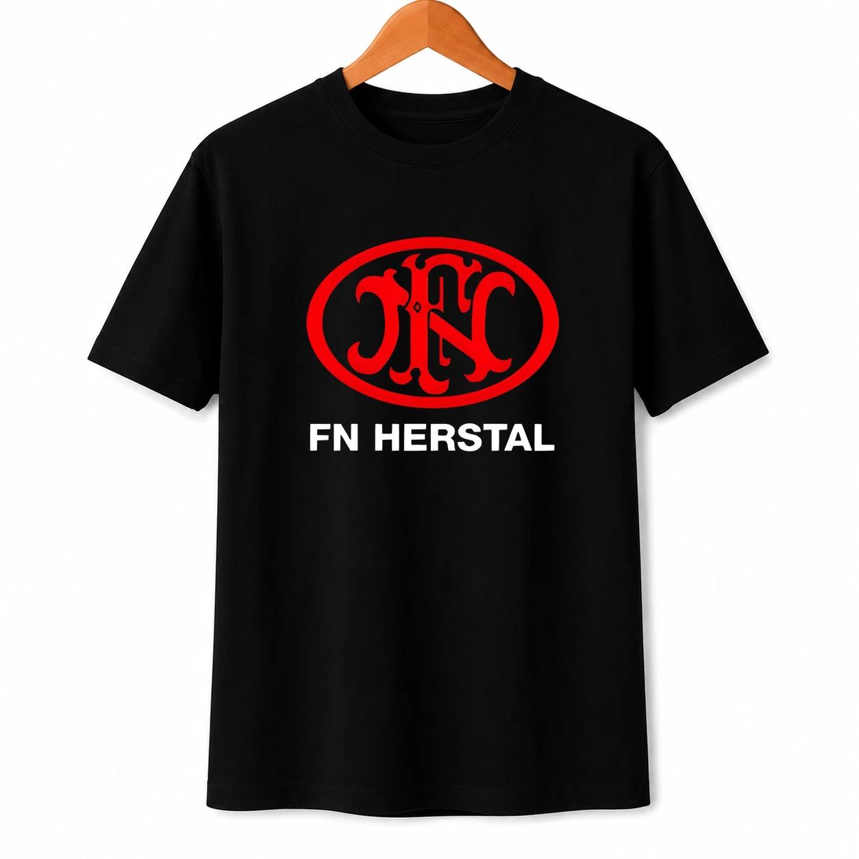 FN Herstal Black Cotton Fabric T-Shirt Streetwear Style Unisex Fit XXXXL