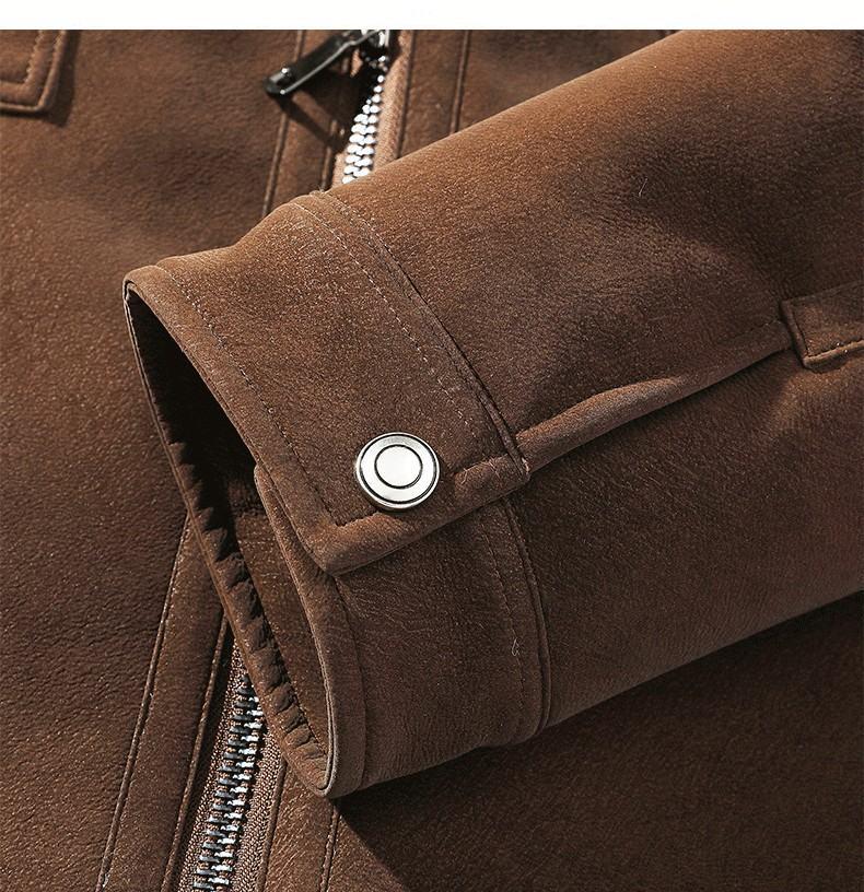 Herren Plus Size Leder- und Pelz-Reversjacke - Herbst/Winter Kollektion