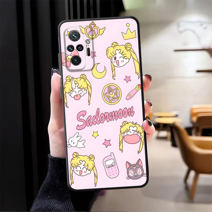Black Soft Phone Cover Case for Xiaomi Redmi Note 12s 9 10 11 12 Pro 10S 11s 13 14 Pro Plus 7 8 9S Wacky Sailor Moon