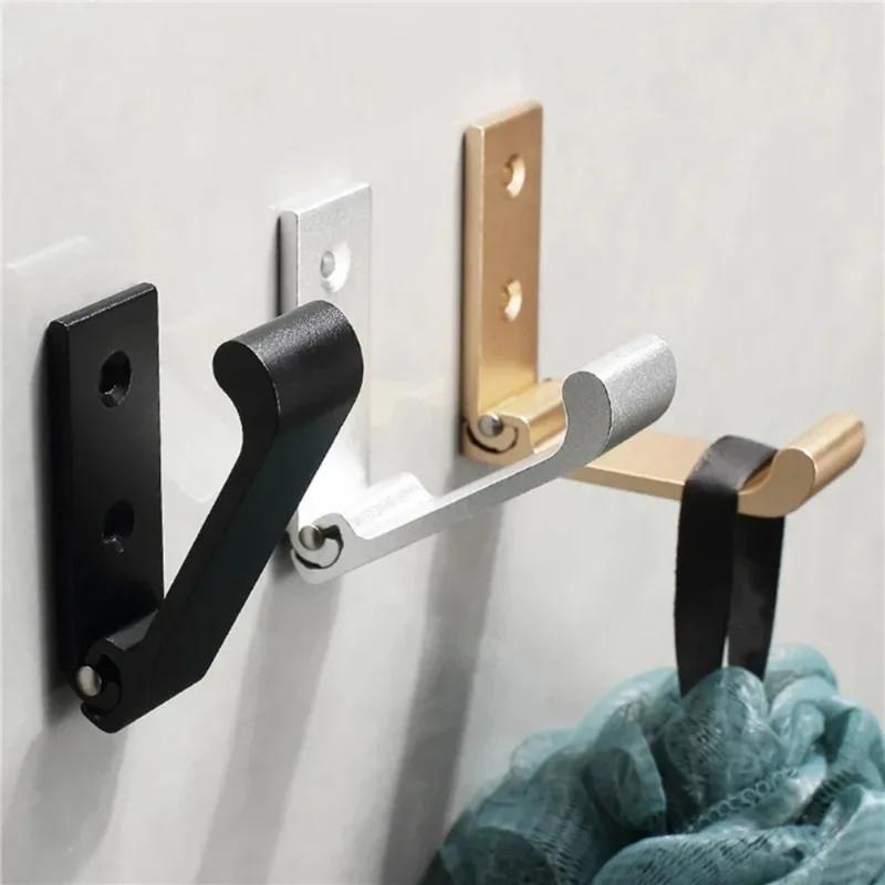 3PCs Folding Hooks Wall Door Clothes Coat Hat Bags Hangers Kitchen Bathroom Rustproof Towel Hooks Foldable Single Hook