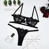 Sexy Lingerie Woman Lace Transparent Underwear Fairy Embroidery Brief Sets Delicate Bra Kit Push Up Breves Sets Erotic Bra