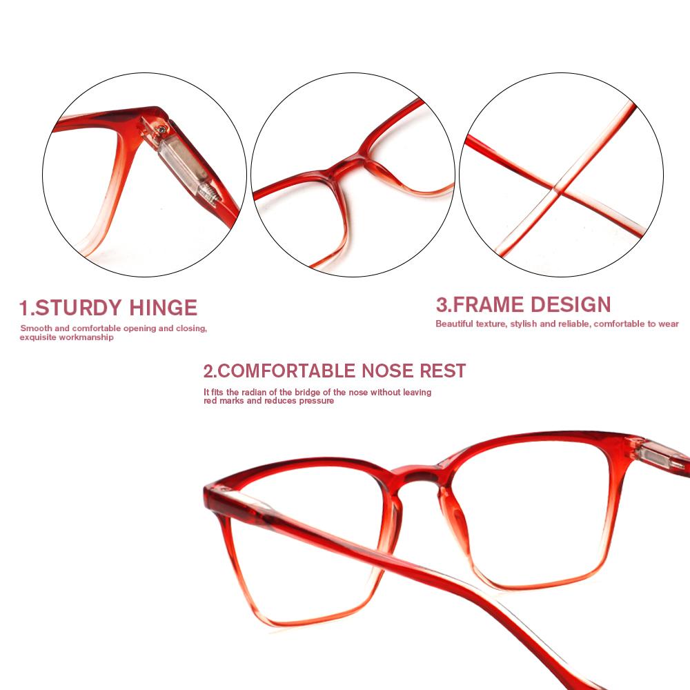 TUREZING Reading Glasses For Men Women Rectangular Gradient Color Fashion Prescription Glasses Lightweight Durable