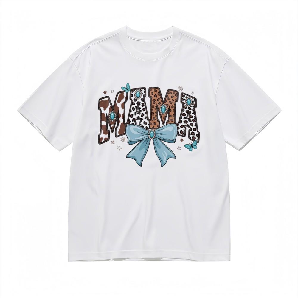 

Men s Comfortable Breathable Classic T-Shirt Leopard Cow Pattern Mama Bow Tee 2XL