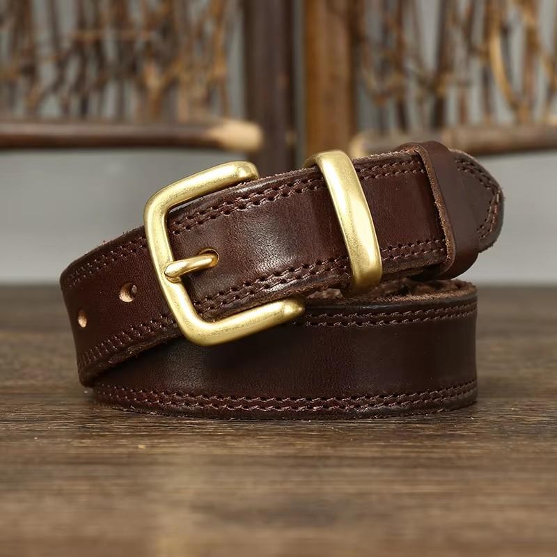 

2.8CM Real Genuine Leather Belt Female Natural Cowskin Fashion Quality Solid Copper Buckle Vintage Casual Women Belts for Jeans 95cm кофейный