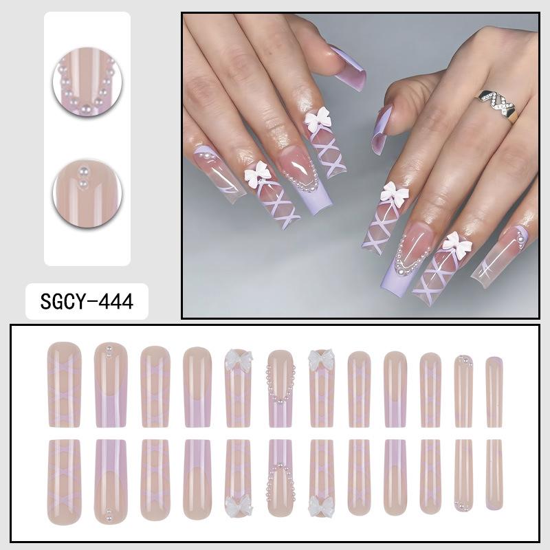 O8 Long Nail Art Tips - European & American High-End Wearable Summer Stickers