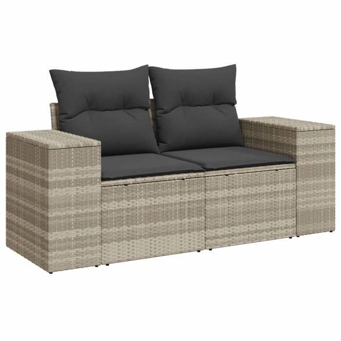 VidaXL Canapé de Jardin 2 Places et Coussins, Siège avec Housse, Meuble de Terrasse Patio Balcon Extérieur, Gris Clair 366187
