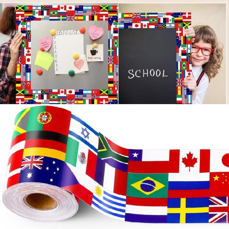 59ft National Flags Borders Trim Wall Sticker Chalkboard Borders Trim Wall Decoration For Classroom Home Decoration