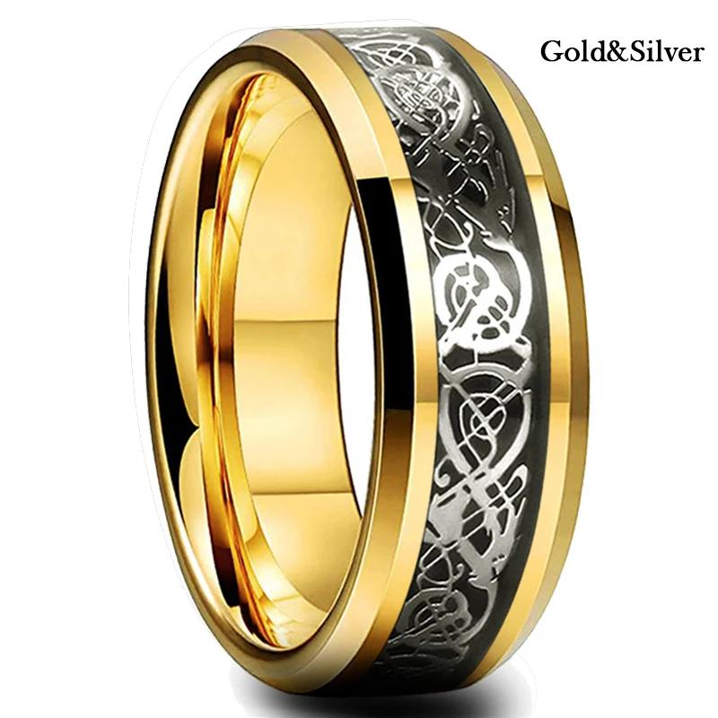 Vintage Silver Color Titanium Stainless Steel Rings for Men Black Carbon Fiber Ring Wedding Jewelry Christmas Gift Accessories