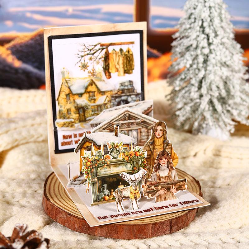Winterlandschaft Stanz-PET-Klebeband: Ein schöner Tag, Winterwärme Serie, 6 malerische Designs