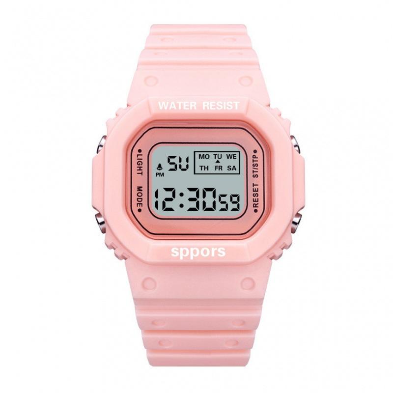 Small Square Matcha Green Electronic Watch, Male And Female Students Luminous Waterproof Sports Electronic Watch